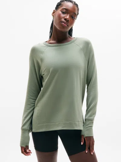 Athleta Coaster Luxe Recover Sweatshirt In Green