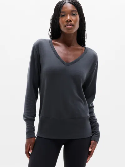 Athleta Coaster Luxe V-neck Sweatshirt In Ash