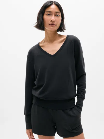 Athleta Coaster Luxe V-neck Sweatshirt In Black