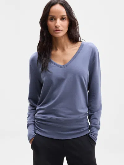 Athleta Coaster Luxe V-neck Sweatshirt In Blue