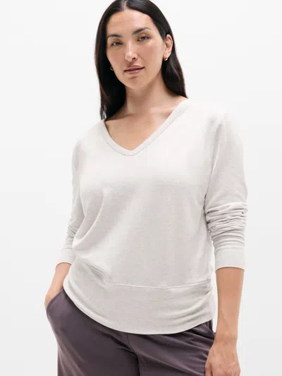 Athleta Coaster Luxe V-neck Sweatshirt In Fog Grey Heather