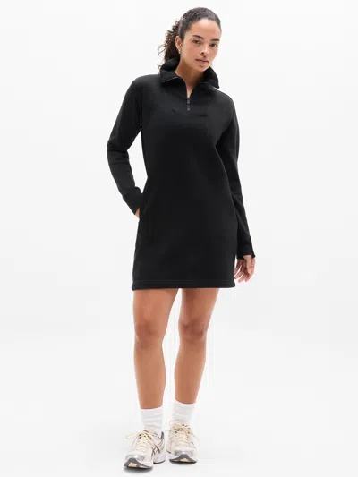 Athleta Cozy Karma 1/2 Zip Dress In Black