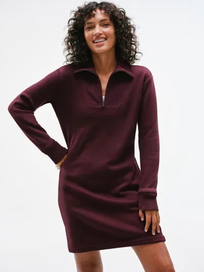 Athleta Cozy Karma 1/2 Zip Dress In Burgundy