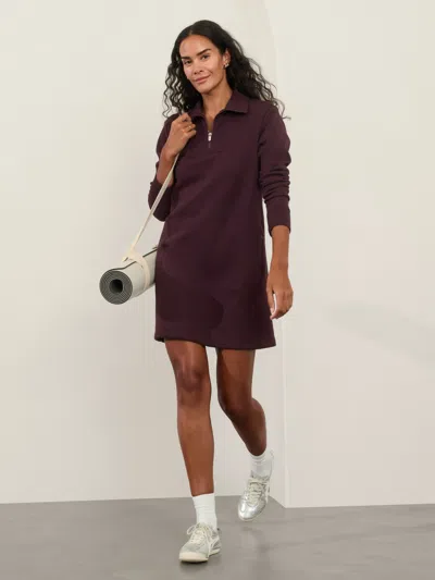 Athleta Cozy Karma 1/2 Zip Dress In Spiced Cabernet