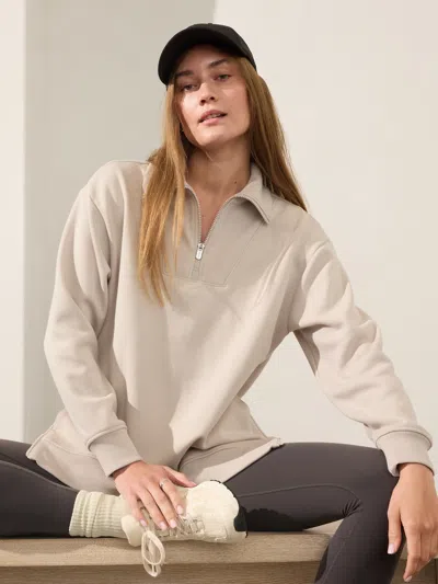 Athleta Cozy Karma 1/2 Zip Sweatshirt In Abalone