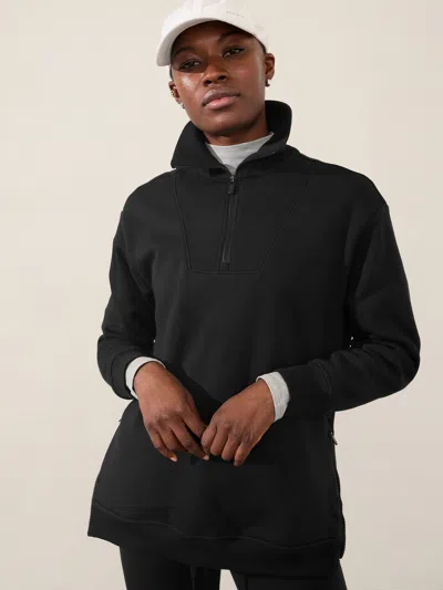 Athleta Cozy Karma 1/2 Zip Sweatshirt In Black