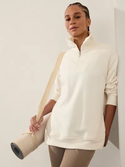 Athleta Cozy Karma 1/2 Zip Sweatshirt In Magnolia White