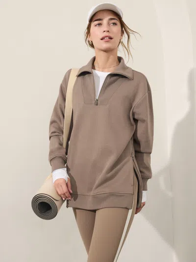 Athleta Cozy Karma 1/2 Zip Sweatshirt In Pyrite