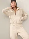 Athleta Forever Fleece 1/2 Zip Hoodie In Bone