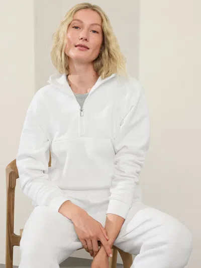 Athleta Forever Fleece 1/2 Zip Hoodie In Bright White