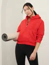 Athleta Easy Fleece 1/2 Zip Hoodie In Cardinal