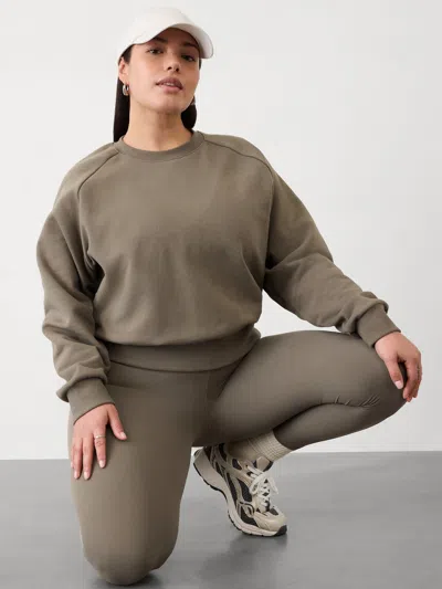 Athleta Easy Fleece Crew Sweatshirt In Mineral