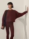 Athleta Easy Fleece Dolman Crop Sweatshirt In Garnet