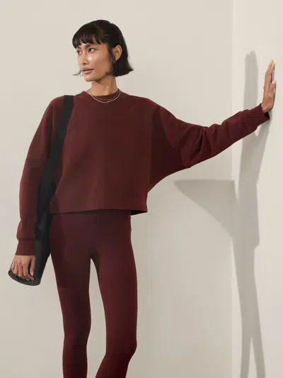 Athleta Easy Fleece Dolman Crop Sweatshirt In Garnet