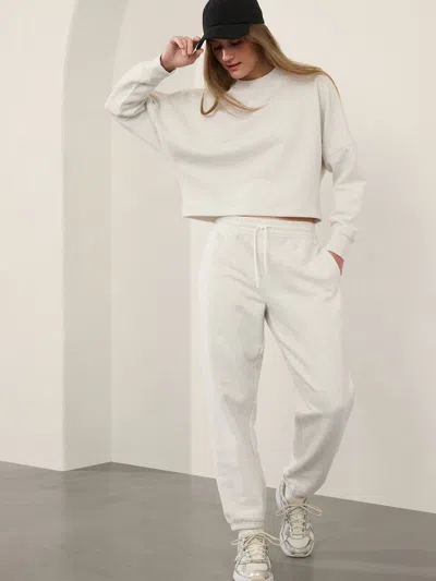 Athleta Easy Fleece Mid Rise Jogger In Fog Grey Heather