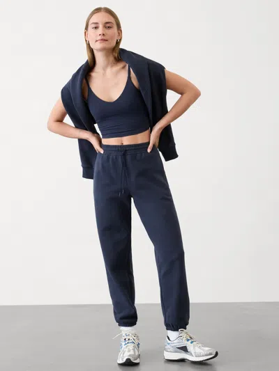 Athleta Easy Fleece Mid Rise Jogger In Navy