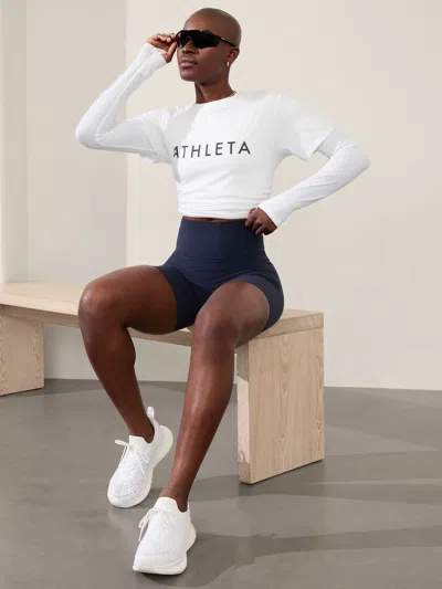 Athleta Essential Graphic Tee In Bright White Logo
