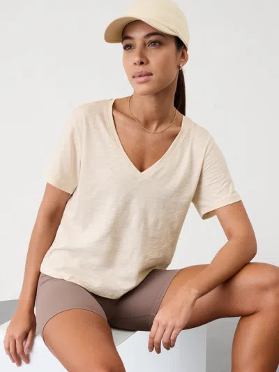Athleta Essential Slub V-neck Tee In Bone