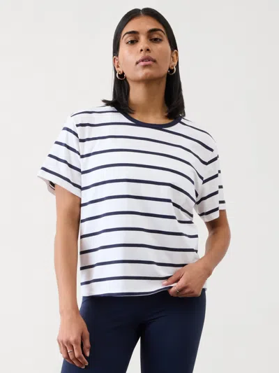 Athleta Essential Tee In Winona Navy Stripe