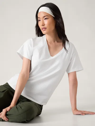 Athleta Essential V-neck Tee In Bright White