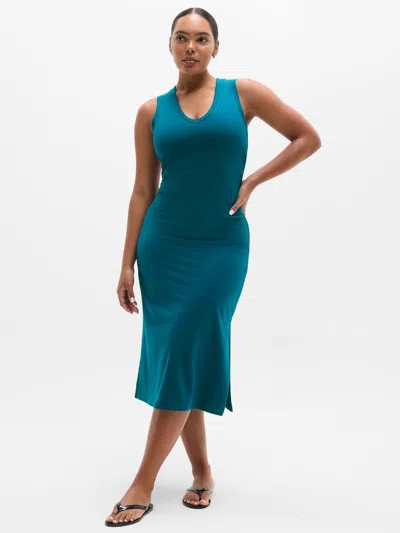 Athleta Essential V-neck Midi Dress In Blue