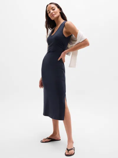 Athleta Essential V-neck Midi Dress In Blue