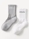 Athleta Everyday Crew Sock 2-pack In White /light Grey Heather