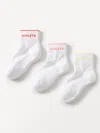 Athleta Everyday Quarter Crew Sock 3-pack In Cardinal /bright White