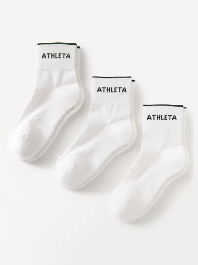 Athleta Everyday Quarter Crew Sock 3-pack In Trillium/navy/black