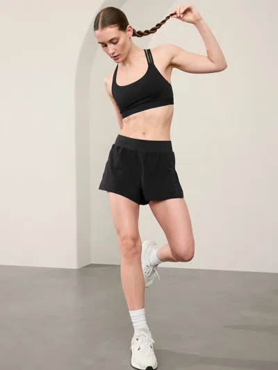 Athleta Fast Route Mid Rise Run Short In Black