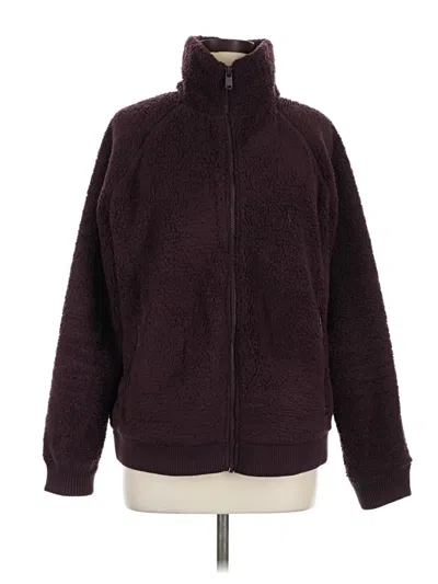 Pre-owned Athleta Faux Fur Jacket In Burgundy