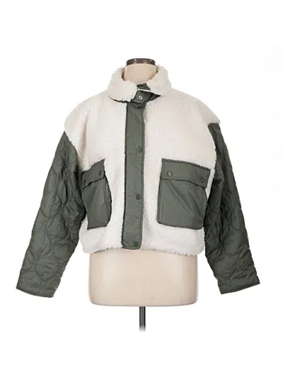 Pre-owned Athleta Faux Fur Jacket In Green