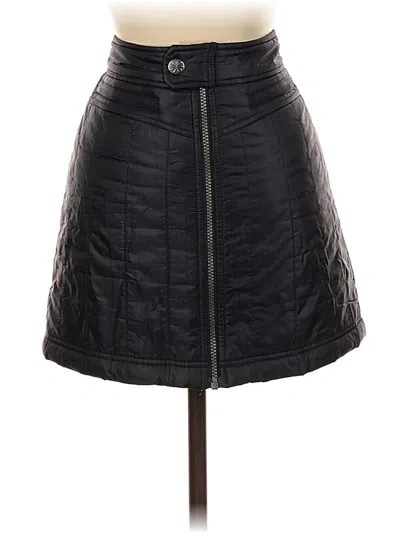 Pre-owned Athleta Faux Leather Skirt In Black