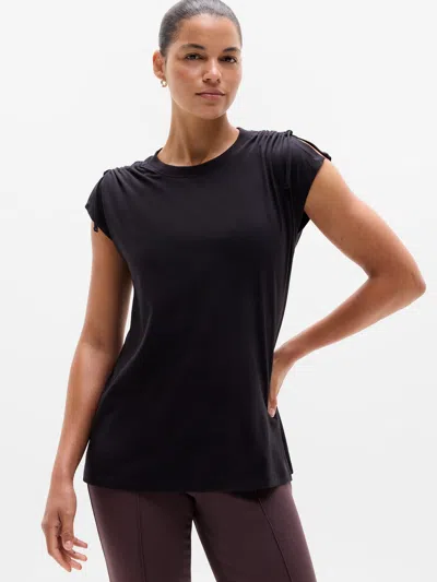 Athleta Favorite Cotton Cinched Tee In Black