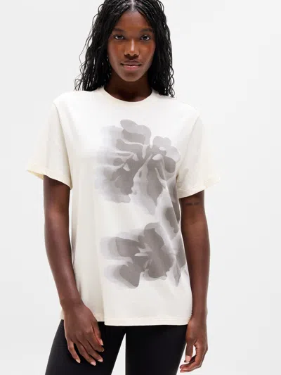 Athleta Favorite Cotton Relaxed Graphic Tee In Silhouette Floral Pearl
