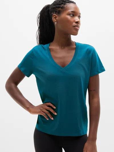 Athleta Favorite Cotton V-neck Tee In Blue