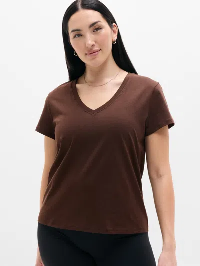 Athleta Favorite Cotton V-neck Tee In Brown