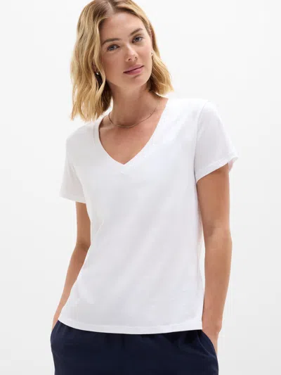 Athleta Favorite Cotton V-neck Tee In White
