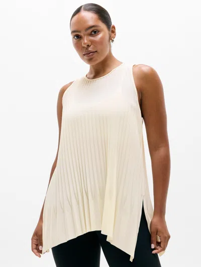 Athleta Featherweight Plissé Tank In Pearl