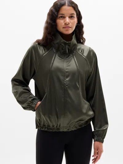Athleta Featherweight Satin Jacket In Jungle