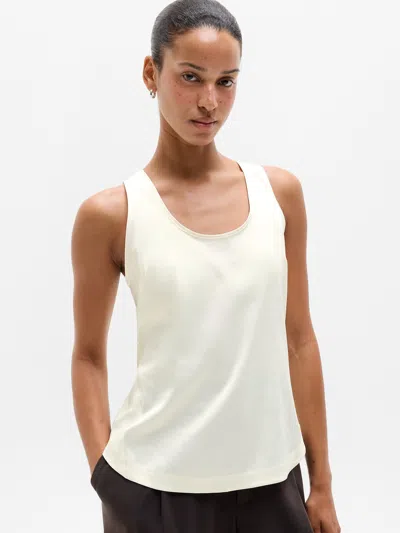 Athleta Featherweight Satin Tank In Pearl