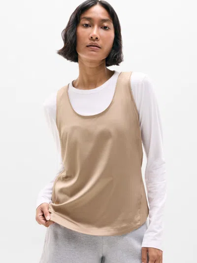 Athleta Featherweight Satin Tank In Savanna