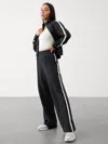 Athleta Finish Line Mid Rise Track Pant In Black/bone