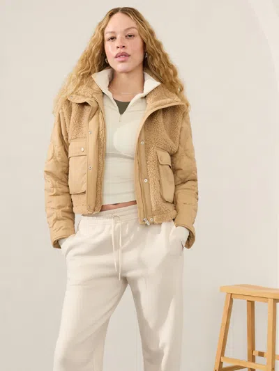 Athleta Fleece Hybrid Jacket In Dune