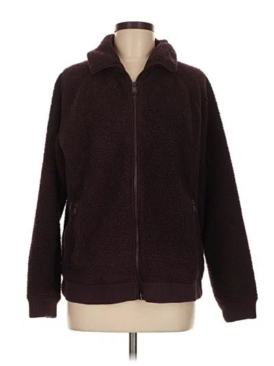 Pre-owned Athleta Fleece Jacket In Burgundy