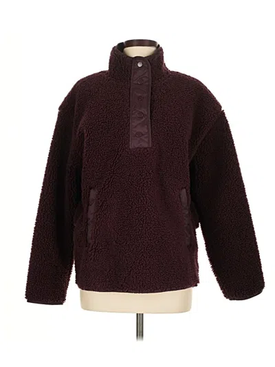 Pre-owned Athleta Fleece Jacket In Burgundy