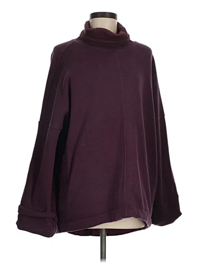 Pre-owned Athleta Fleece Jacket In Burgundy