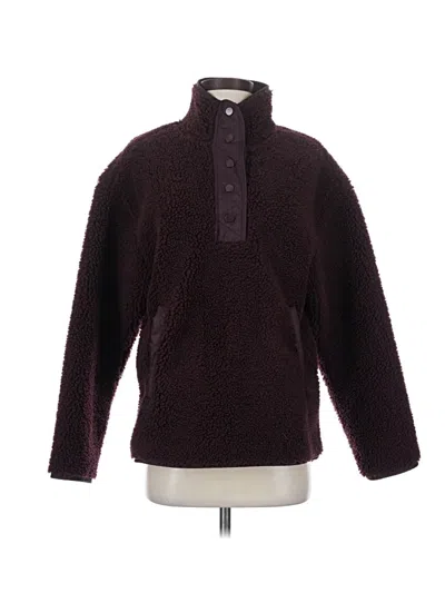 Pre-owned Athleta Fleece Jacket In Burgundy