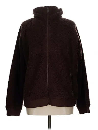 Pre-owned Athleta Fleece Jacket In Burgundy
