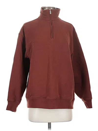 Pre-owned Athleta Fleece Jacket In Burgundy